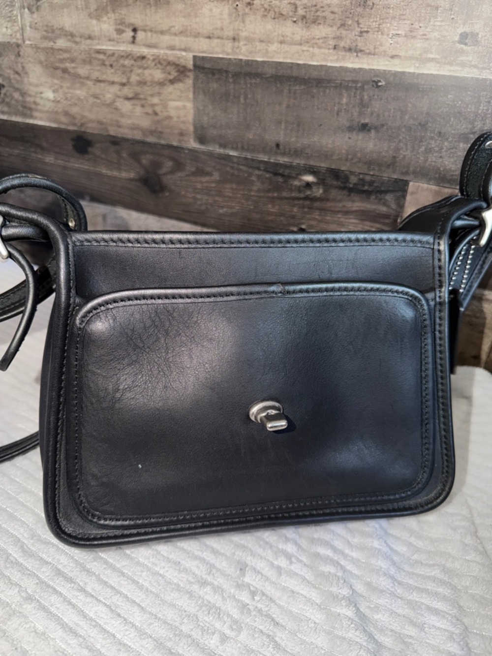 Coach Black Leather Turn-Lock Crossbody Bag - Picture 14 of 14